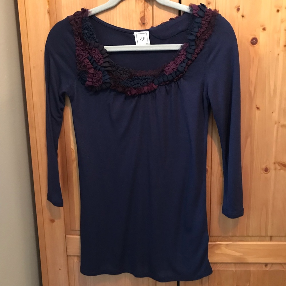 Anthropologie 1.9 navy 3/4 sleeve top size XS